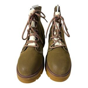 Jellypop Chatsworth Olive Suede Lace-Up Boots – Size 8